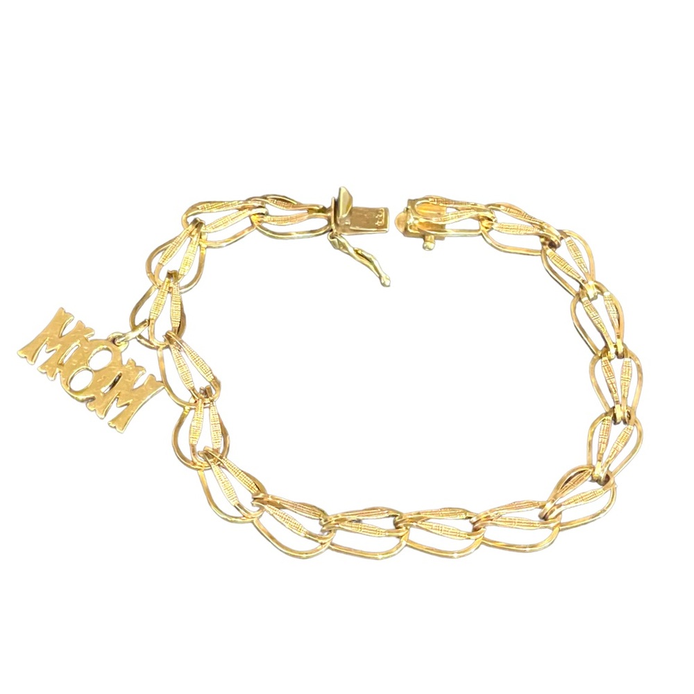 Vintage Solid 10k Gold Charm bracelet with MOM charm